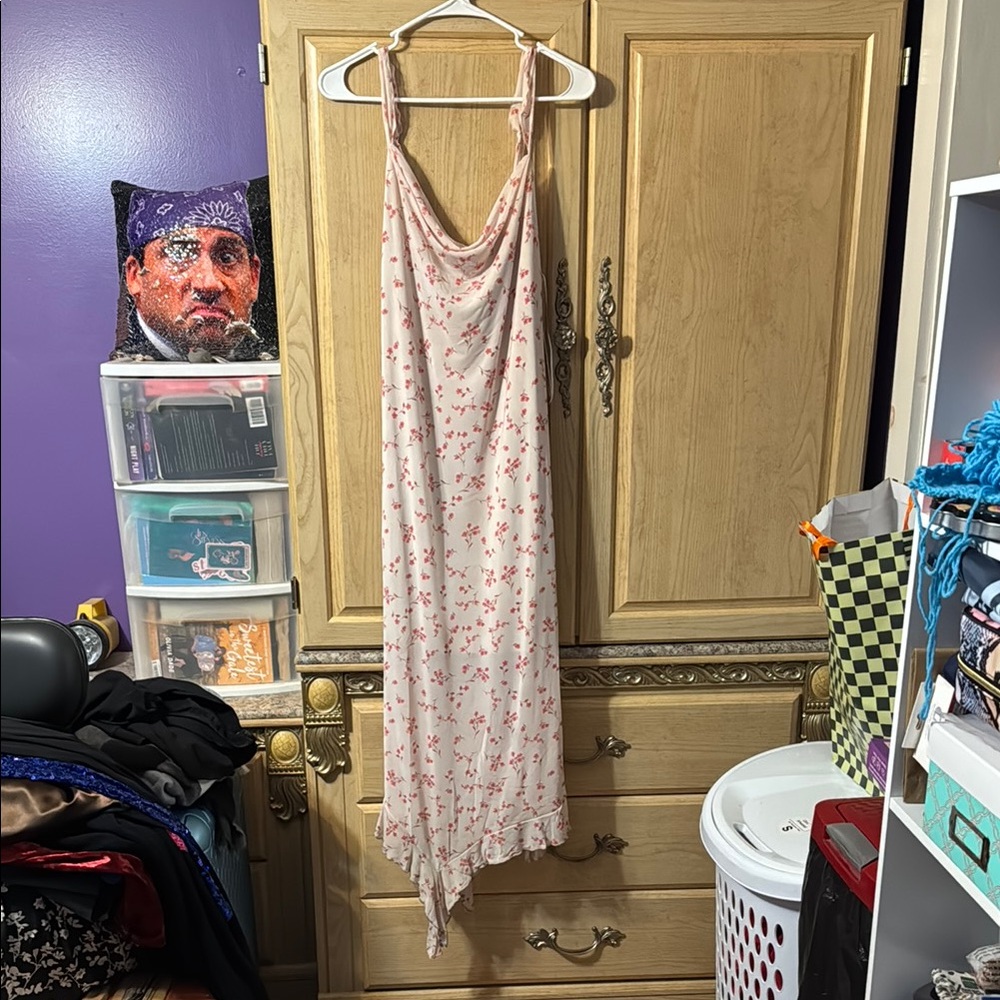Asymmetrical Pink Floral Dress